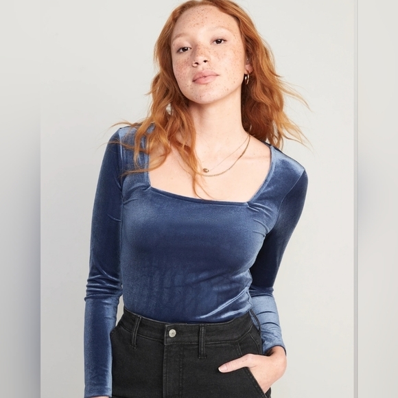 Square Neck Velvet Bodysuit for Women - Picture 1 of 5